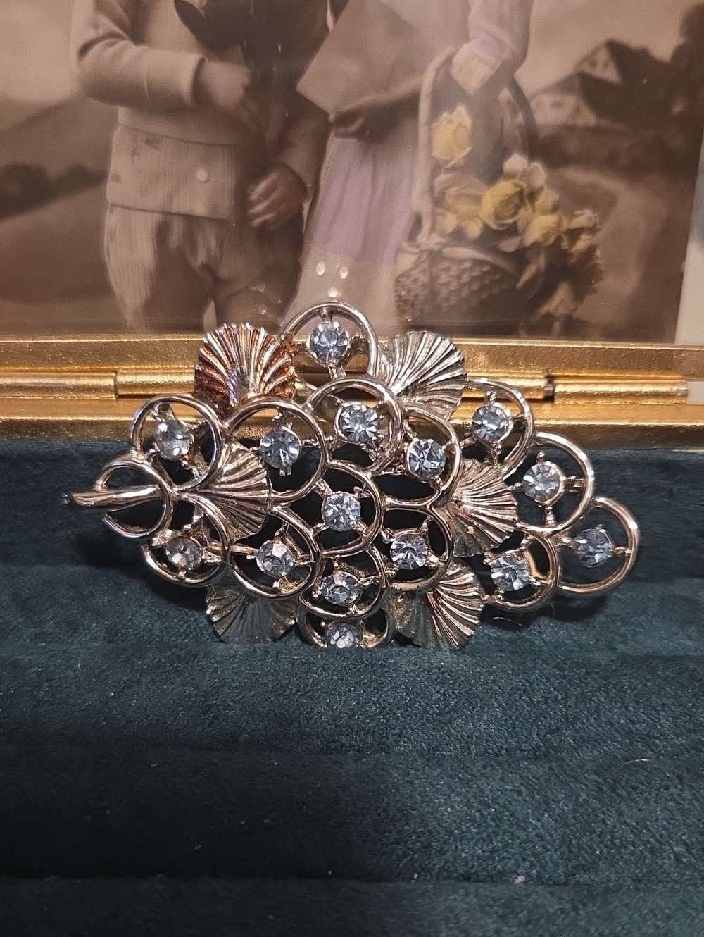 Elegant Silver-Tone Crystal Floral Brooch - Silver with Blue Stones